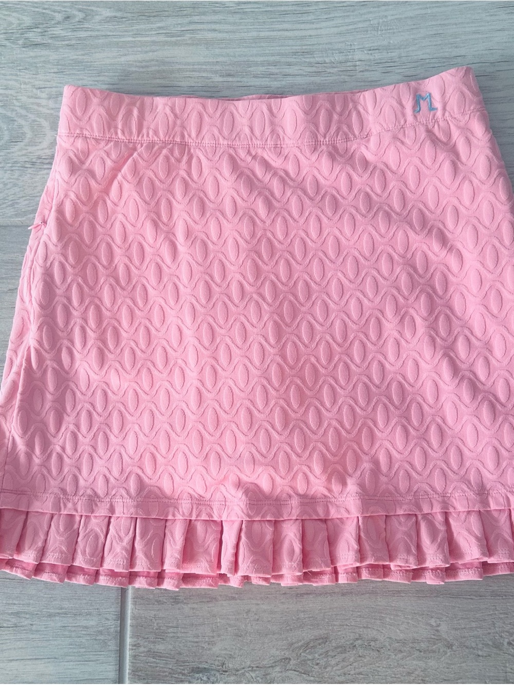 J. McLaughlin Pink Textured Mini Skirt with Ruffle Hem